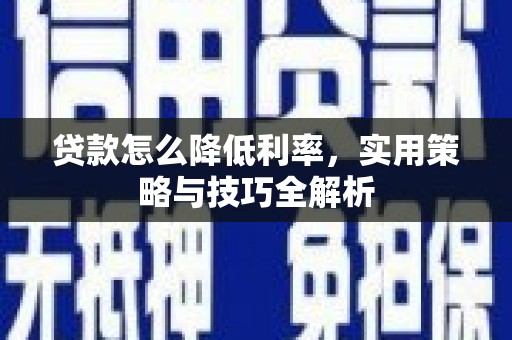 东昌府贷款怎么降低利率，实用策略与技巧全解析