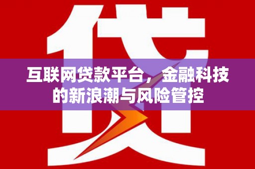 东昌府互联网贷款平台，金融科技的新浪潮与风险管控