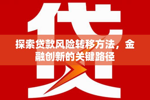东昌府探索贷款风险转移方法，金融创新的关键路径