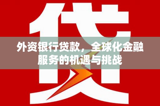 东昌府外资银行贷款，全球化金融服务的机遇与挑战