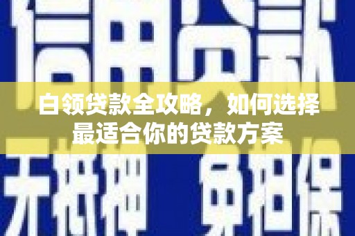 东昌府白领贷款全攻略，如何选择最适合你的贷款方案